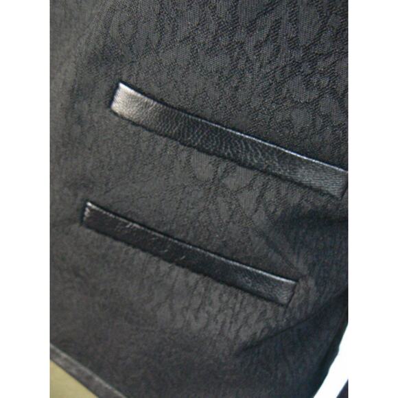 Magaschoni Black Jacquard Faux Leather Snap Front Jacket Blazer 12 NEW M397 - Picture 5 of 6